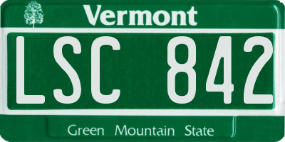 VT license plate LSC842