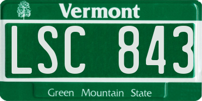 VT license plate LSC843