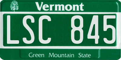 VT license plate LSC845