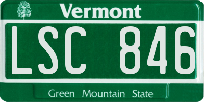 VT license plate LSC846