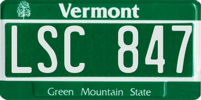 VT license plate LSC847