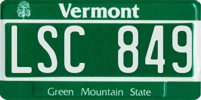 VT license plate LSC849