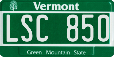 VT license plate LSC850