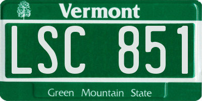 VT license plate LSC851