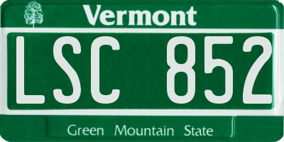 VT license plate LSC852