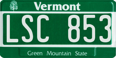 VT license plate LSC853