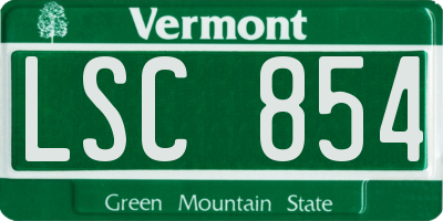 VT license plate LSC854