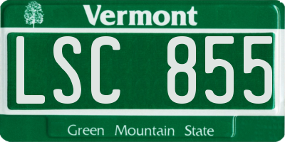 VT license plate LSC855
