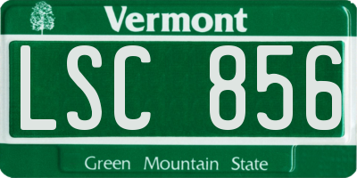 VT license plate LSC856