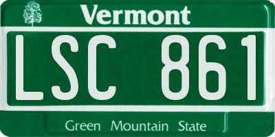 VT license plate LSC861