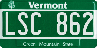 VT license plate LSC862