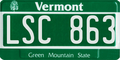 VT license plate LSC863