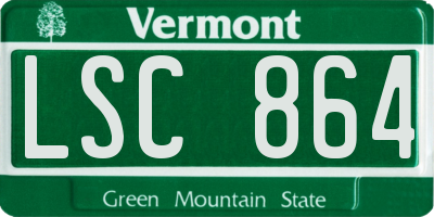 VT license plate LSC864