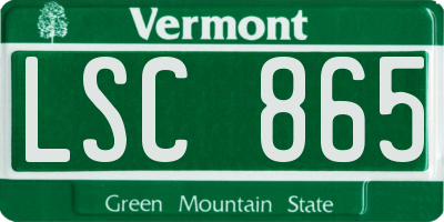 VT license plate LSC865