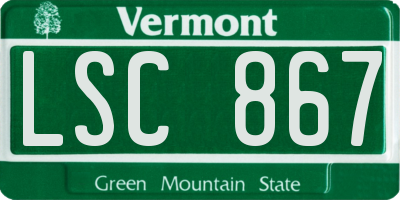 VT license plate LSC867