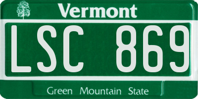 VT license plate LSC869