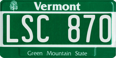 VT license plate LSC870