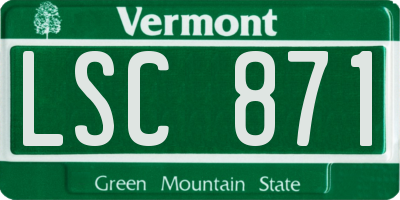 VT license plate LSC871