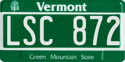 VT license plate LSC872