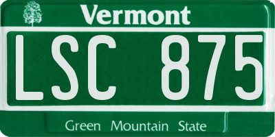 VT license plate LSC875