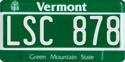 VT license plate LSC878
