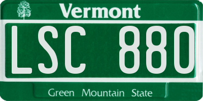 VT license plate LSC880
