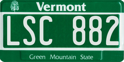 VT license plate LSC882