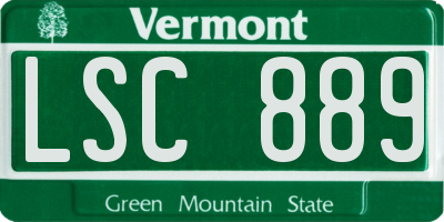 VT license plate LSC889