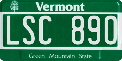 VT license plate LSC890