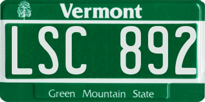 VT license plate LSC892