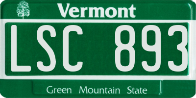 VT license plate LSC893