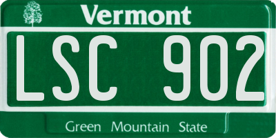 VT license plate LSC902