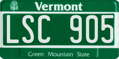 VT license plate LSC905
