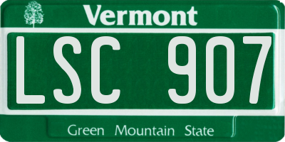 VT license plate LSC907