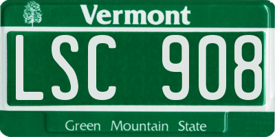 VT license plate LSC908