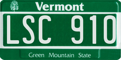 VT license plate LSC910