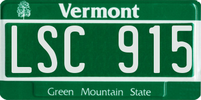 VT license plate LSC915