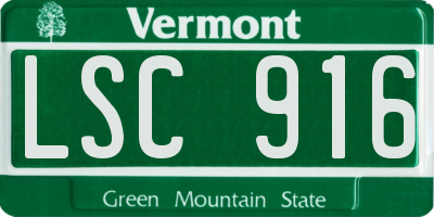 VT license plate LSC916
