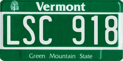 VT license plate LSC918