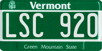 VT license plate LSC920
