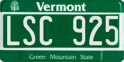 VT license plate LSC925