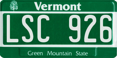 VT license plate LSC926