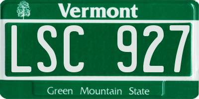 VT license plate LSC927