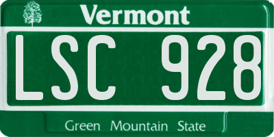 VT license plate LSC928