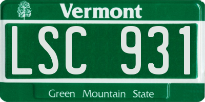 VT license plate LSC931