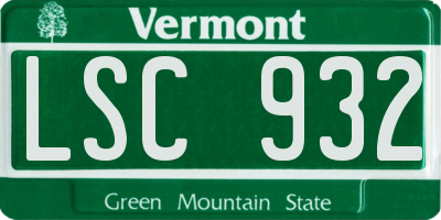 VT license plate LSC932