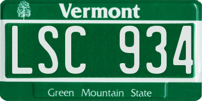 VT license plate LSC934