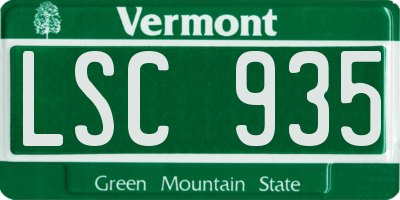 VT license plate LSC935