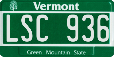 VT license plate LSC936
