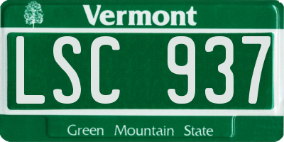 VT license plate LSC937